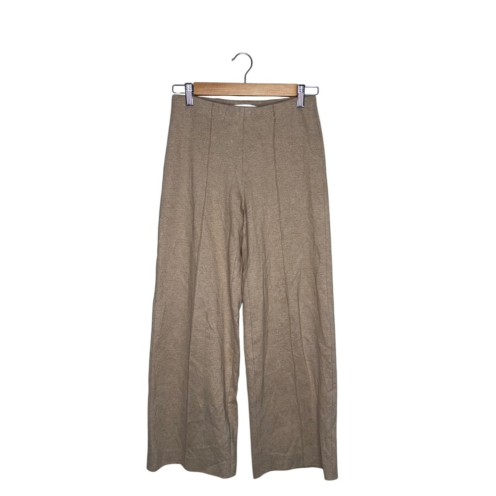 Raffaello Rossi Elaine 7/8 Pants Womens 4 Tan Excellent Wide Leg Knit Seam